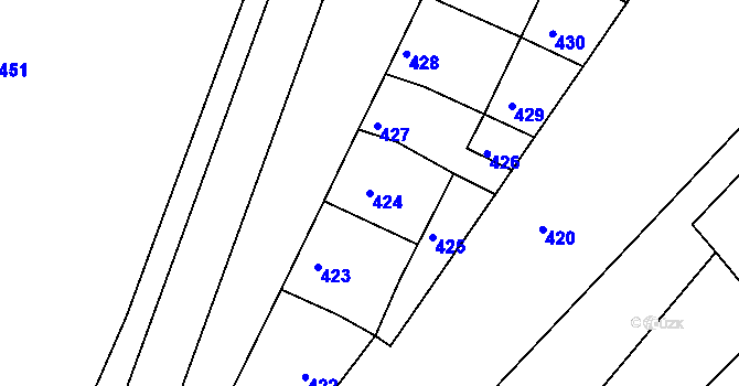 Parcela st. 424 v KÚ Chropyně, Katastrální mapa