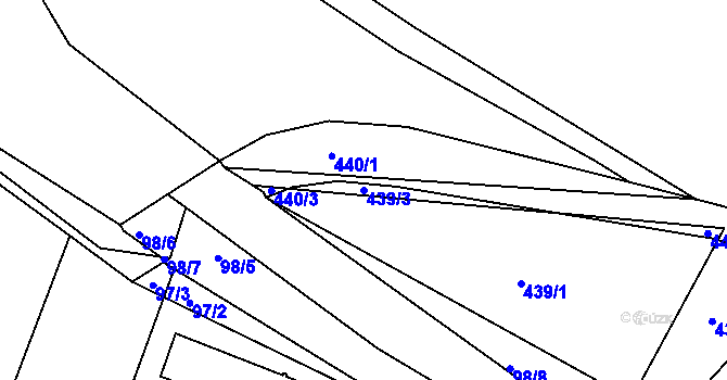 Parcela st. 439/3 v KÚ Chropyně, Katastrální mapa