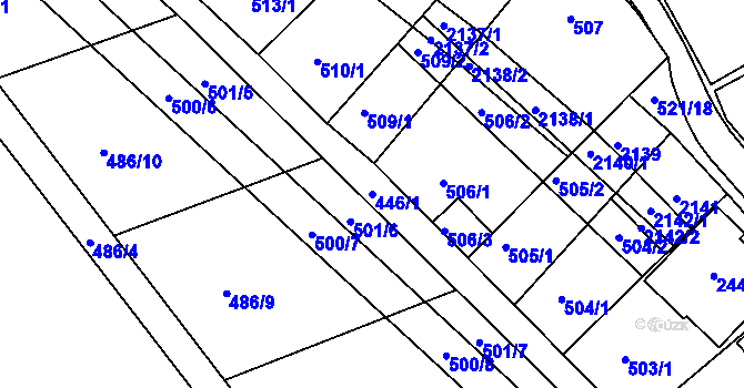 Parcela st. 446/1 v KÚ Chropyně, Katastrální mapa