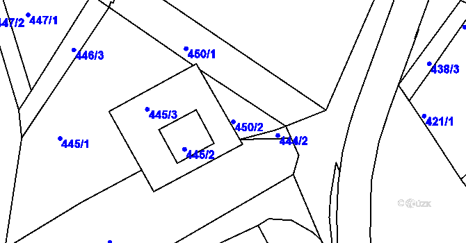 Parcela st. 450/2 v KÚ Chropyně, Katastrální mapa