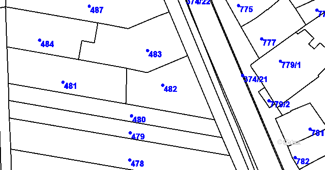 Parcela st. 482 v KÚ Chropyně, Katastrální mapa