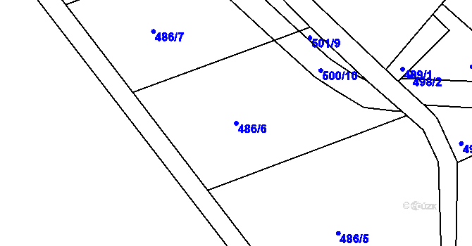 Parcela st. 486/6 v KÚ Chropyně, Katastrální mapa
