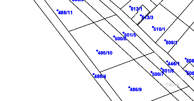 Parcela st. 486/10 v KÚ Chropyně, Katastrální mapa