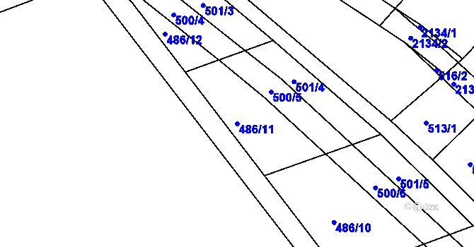 Parcela st. 486/11 v KÚ Chropyně, Katastrální mapa