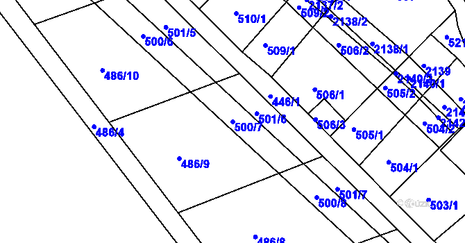 Parcela st. 500/7 v KÚ Chropyně, Katastrální mapa