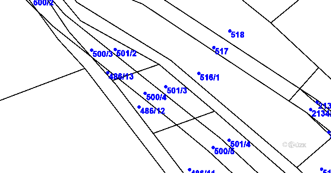 Parcela st. 501/3 v KÚ Chropyně, Katastrální mapa