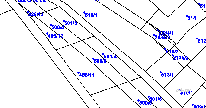 Parcela st. 501/4 v KÚ Chropyně, Katastrální mapa