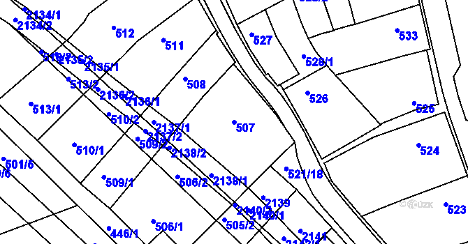 Parcela st. 507 v KÚ Chropyně, Katastrální mapa