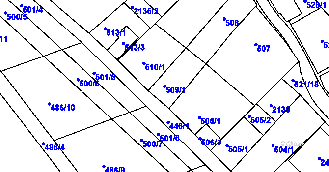 Parcela st. 509/1 v KÚ Chropyně, Katastrální mapa