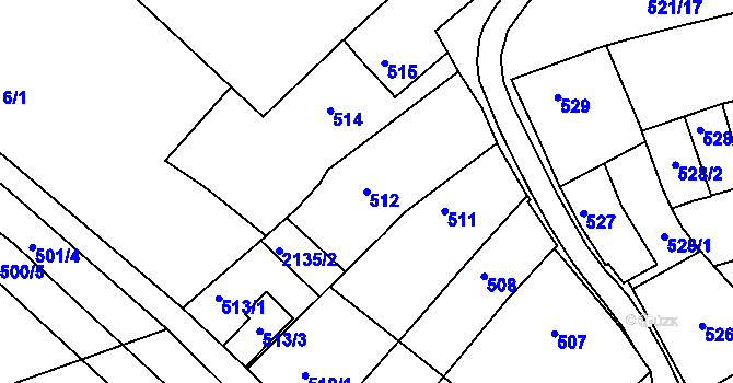 Parcela st. 512 v KÚ Chropyně, Katastrální mapa