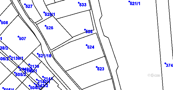 Parcela st. 524 v KÚ Chropyně, Katastrální mapa