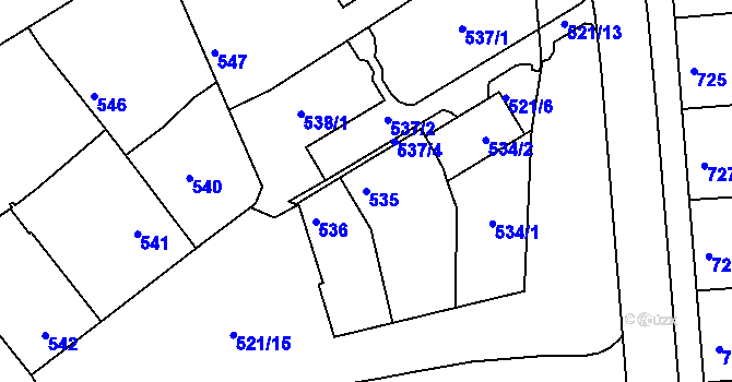Parcela st. 535 v KÚ Chropyně, Katastrální mapa