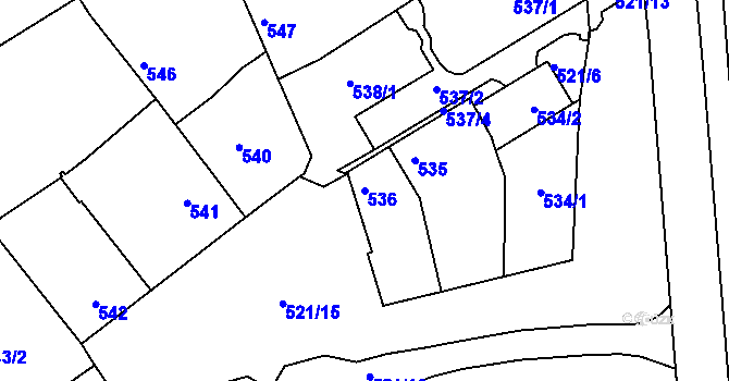 Parcela st. 536 v KÚ Chropyně, Katastrální mapa