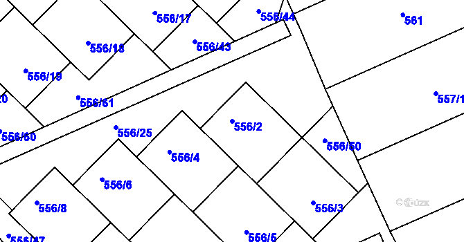 Parcela st. 556/2 v KÚ Chropyně, Katastrální mapa