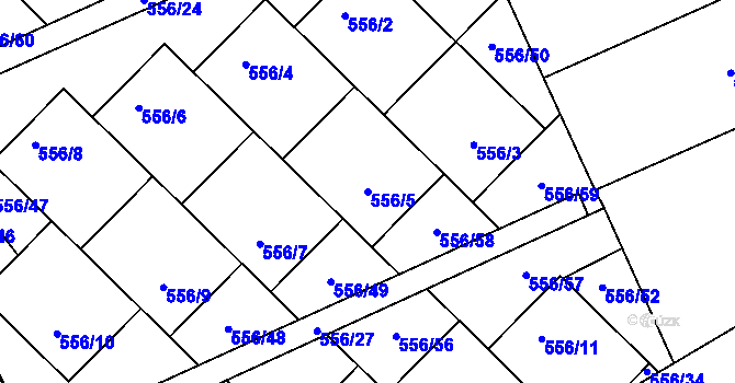 Parcela st. 556/5 v KÚ Chropyně, Katastrální mapa