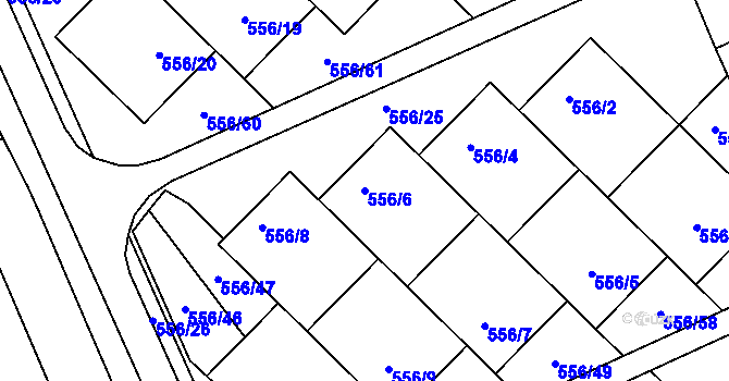 Parcela st. 556/6 v KÚ Chropyně, Katastrální mapa