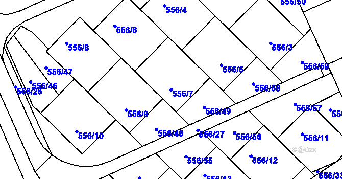 Parcela st. 556/7 v KÚ Chropyně, Katastrální mapa