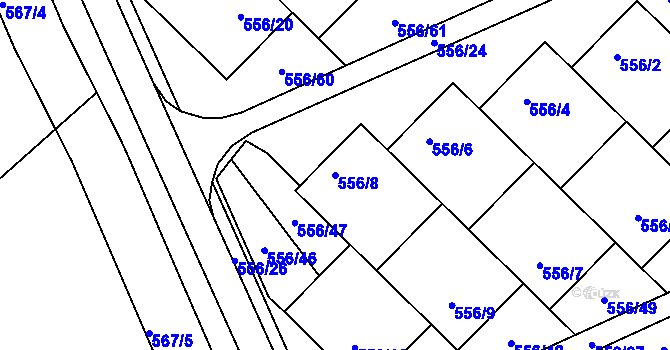 Parcela st. 556/8 v KÚ Chropyně, Katastrální mapa