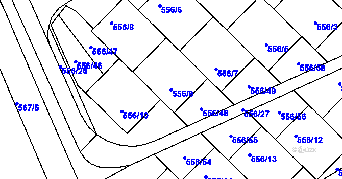 Parcela st. 556/9 v KÚ Chropyně, Katastrální mapa