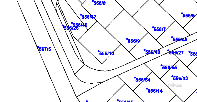 Parcela st. 556/10 v KÚ Chropyně, Katastrální mapa