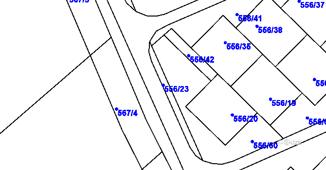 Parcela st. 556/23 v KÚ Chropyně, Katastrální mapa