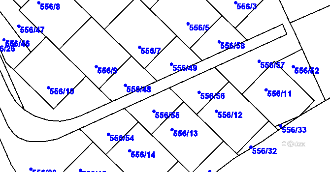 Parcela st. 556/27 v KÚ Chropyně, Katastrální mapa