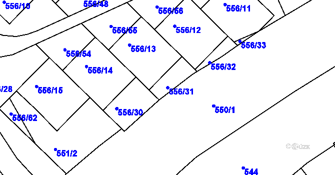 Parcela st. 556/31 v KÚ Chropyně, Katastrální mapa