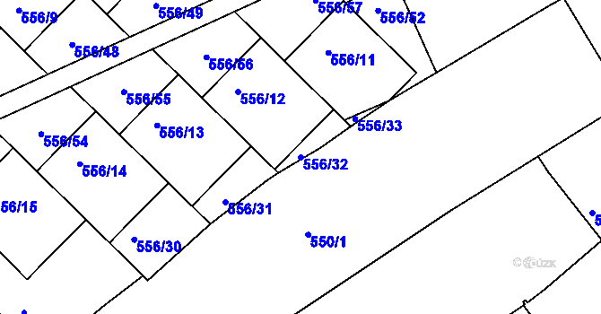 Parcela st. 556/32 v KÚ Chropyně, Katastrální mapa