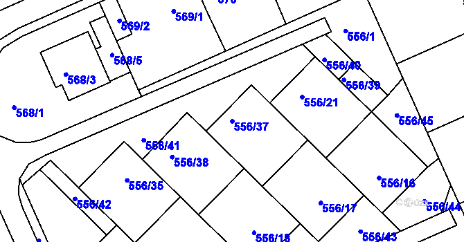 Parcela st. 556/37 v KÚ Chropyně, Katastrální mapa