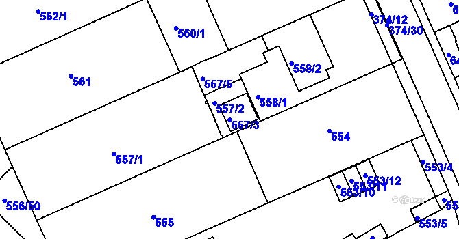 Parcela st. 557/3 v KÚ Chropyně, Katastrální mapa