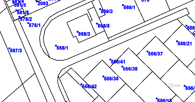 Parcela st. 568/2 v KÚ Chropyně, Katastrální mapa