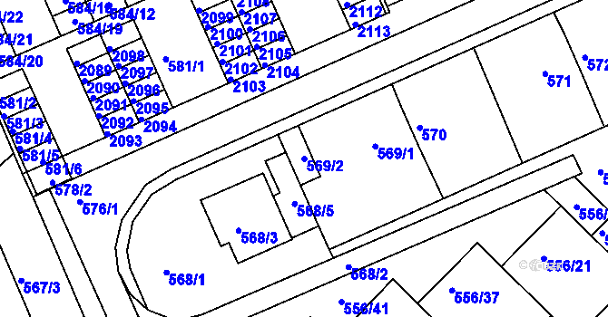 Parcela st. 569/2 v KÚ Chropyně, Katastrální mapa
