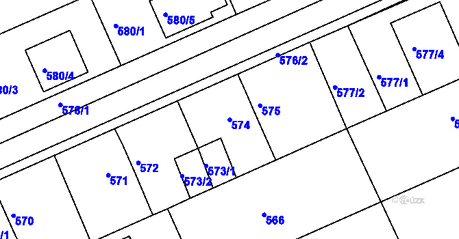 Parcela st. 574 v KÚ Chropyně, Katastrální mapa