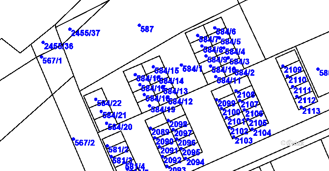 Parcela st. 584 v KÚ Chropyně, Katastrální mapa
