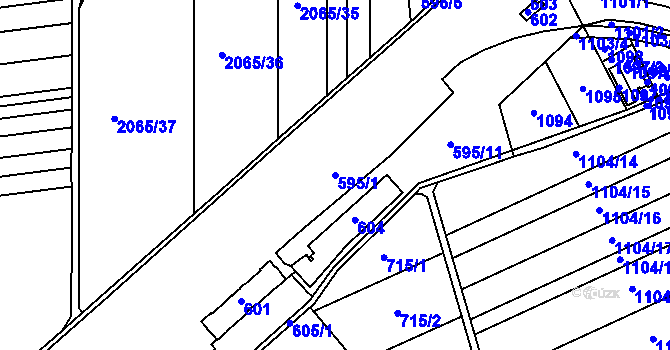 Parcela st. 595/1 v KÚ Chropyně, Katastrální mapa