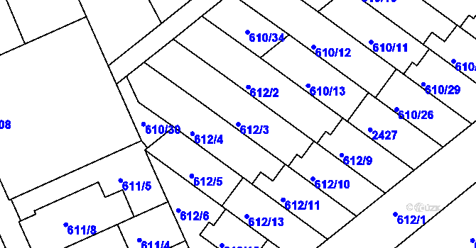 Parcela st. 612/3 v KÚ Chropyně, Katastrální mapa