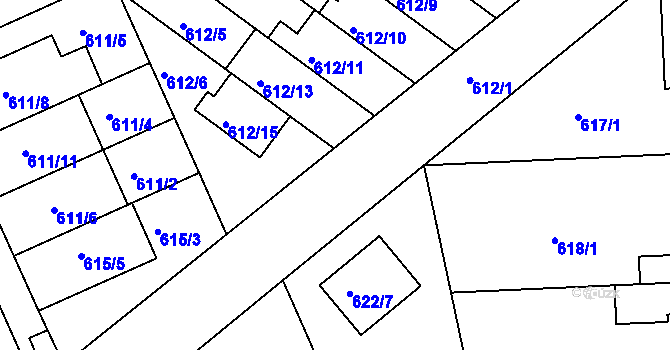 Parcela st. 615/1 v KÚ Chropyně, Katastrální mapa