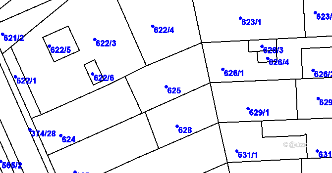 Parcela st. 625 v KÚ Chropyně, Katastrální mapa