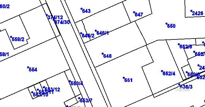 Parcela st. 648 v KÚ Chropyně, Katastrální mapa