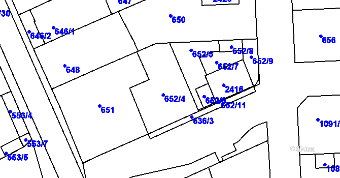 Parcela st. 652 v KÚ Chropyně, Katastrální mapa