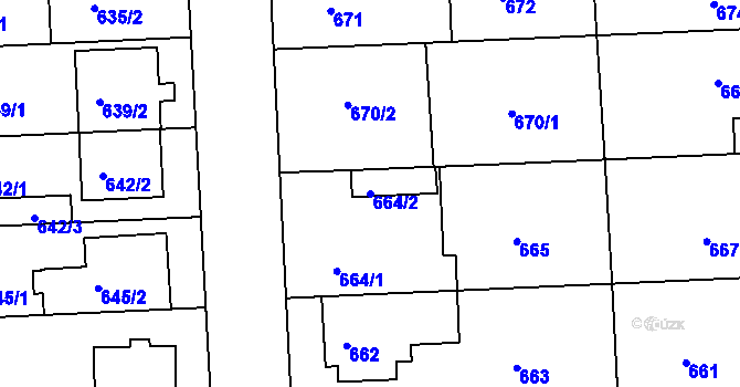 Parcela st. 664/2 v KÚ Chropyně, Katastrální mapa