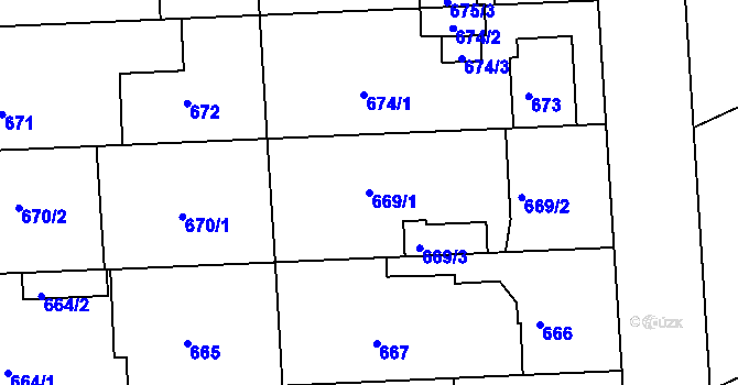 Parcela st. 669/1 v KÚ Chropyně, Katastrální mapa