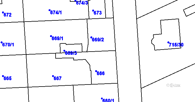 Parcela st. 669/4 v KÚ Chropyně, Katastrální mapa