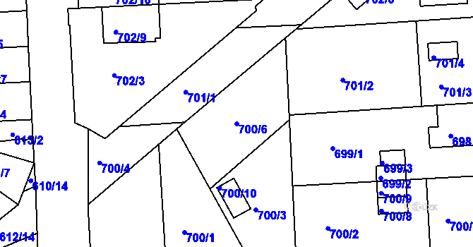 Parcela st. 700/6 v KÚ Chropyně, Katastrální mapa