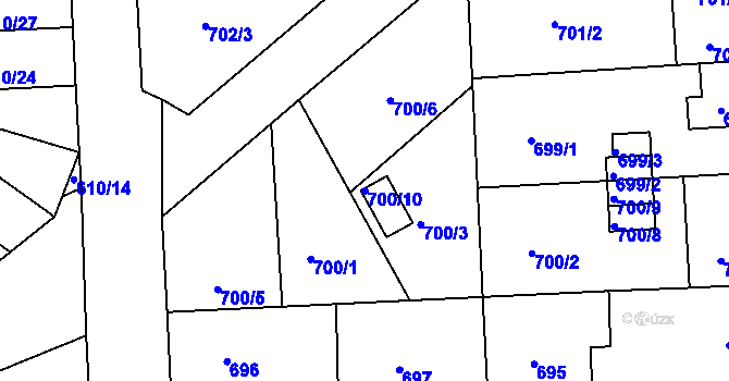 Parcela st. 700/10 v KÚ Chropyně, Katastrální mapa