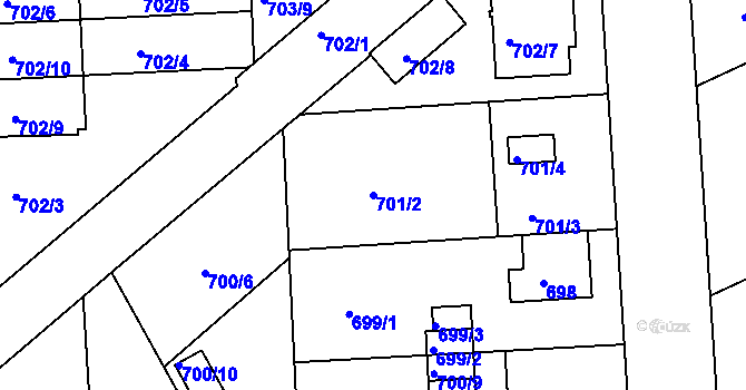 Parcela st. 701/2 v KÚ Chropyně, Katastrální mapa