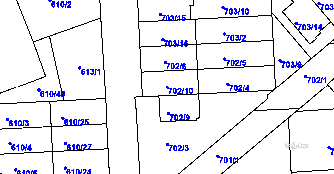 Parcela st. 702/10 v KÚ Chropyně, Katastrální mapa
