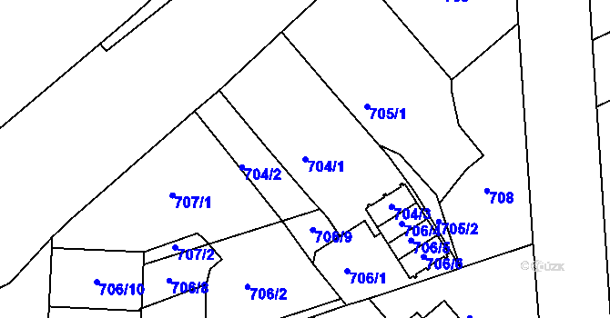 Parcela st. 704/1 v KÚ Chropyně, Katastrální mapa