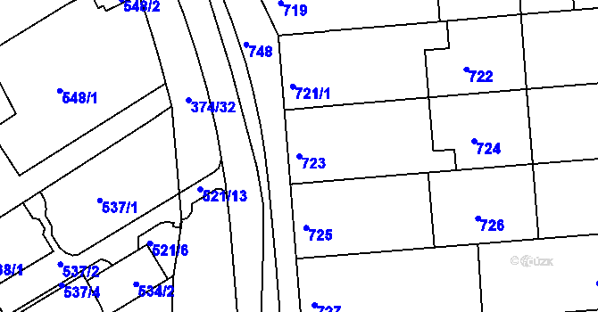 Parcela st. 723 v KÚ Chropyně, Katastrální mapa
