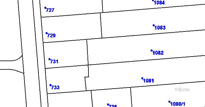 Parcela st. 732 v KÚ Chropyně, Katastrální mapa